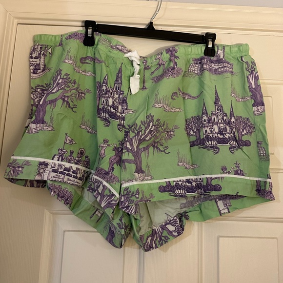 KATIE KIME New Orleans Toile pajama set in green and purple Mardi Gras - Picture 6 of 13
